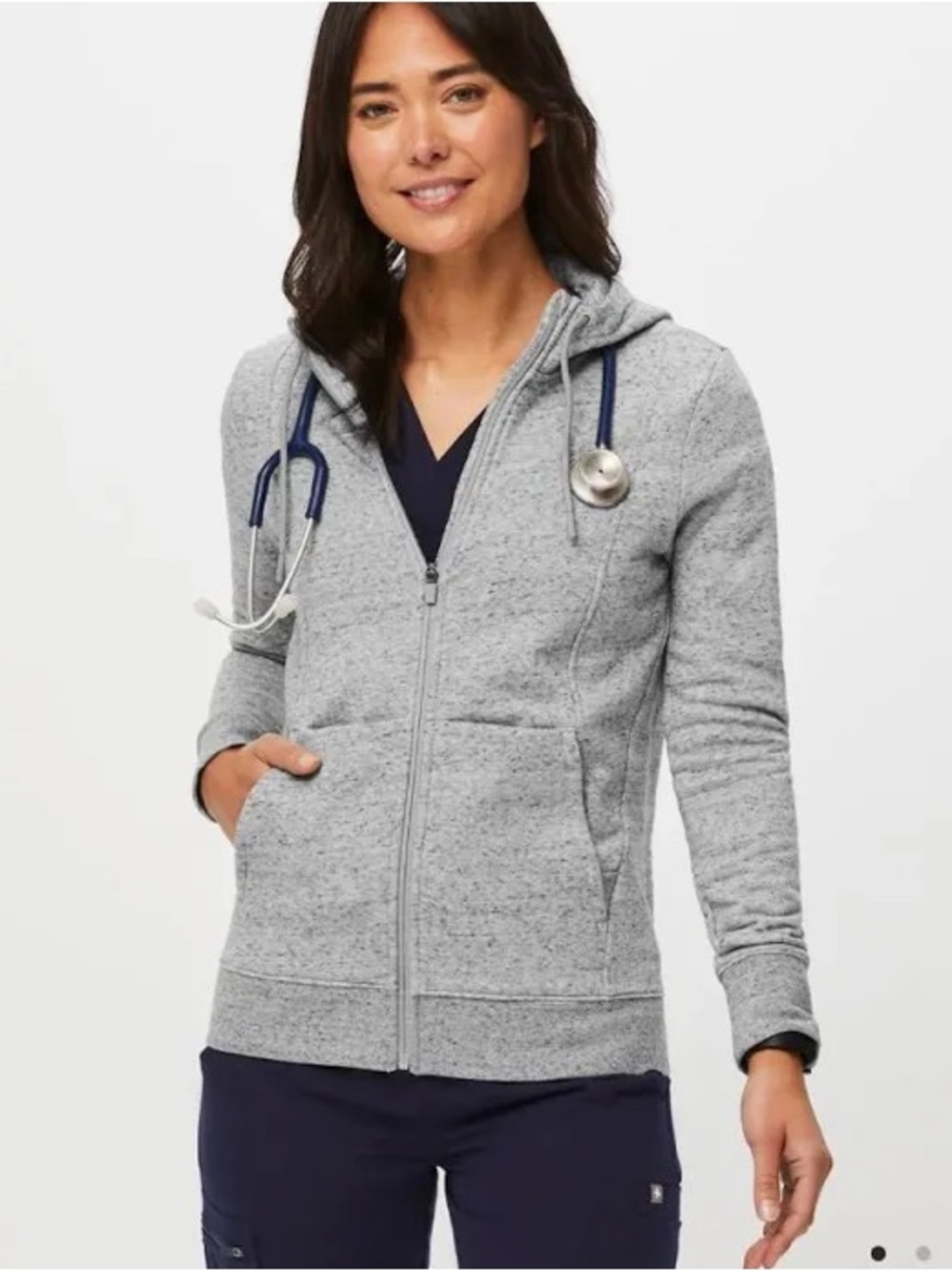Figs Heather Gray Zip-Up Hoodie